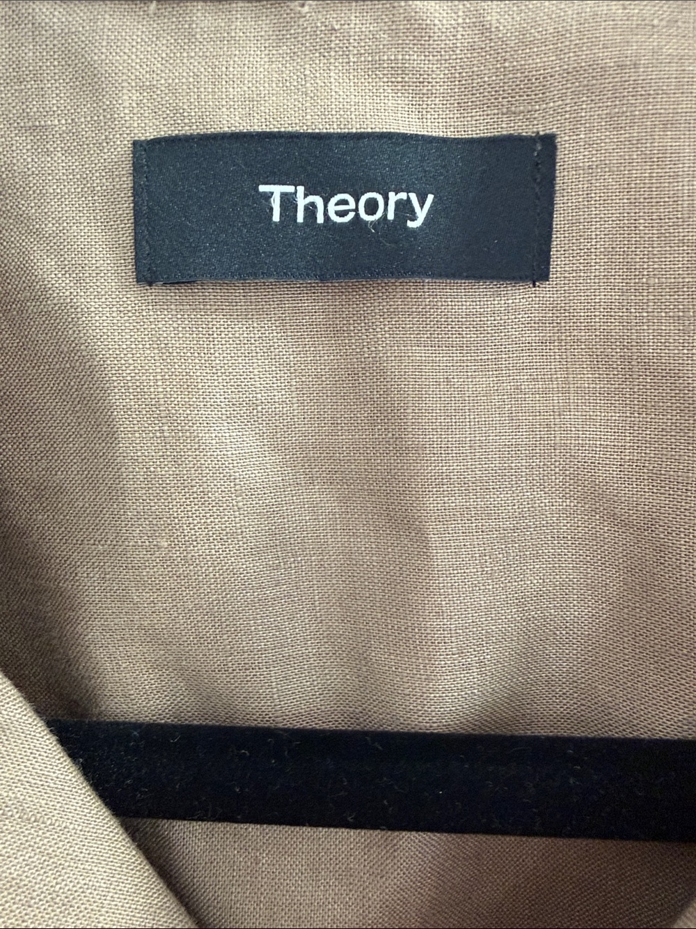 NWT! Theory (Daze Precise Linen 2) Men's Short-Sleeve 100% Linen Shirt in Fossil - Picture 2 of 7
